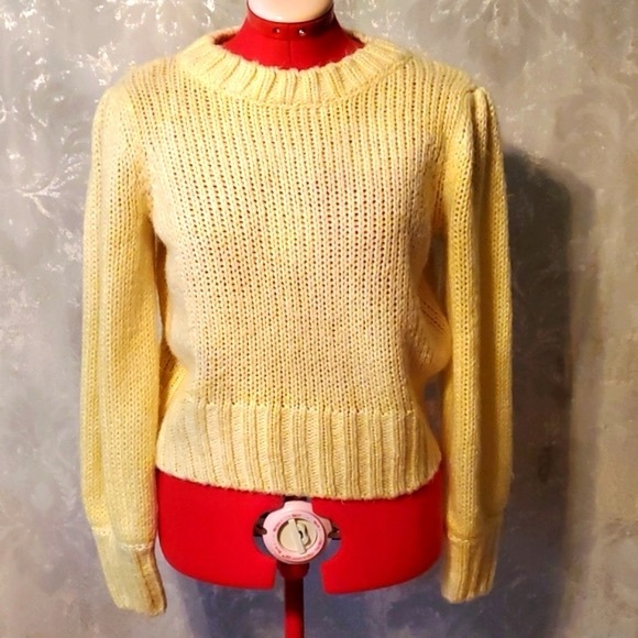 Greylin yellow knit sweater puffy sleeves - Picture 1 of 9